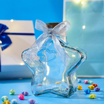 叠星星瓶折纸玻璃许愿瓶空瓶渐变五角星材料幸运星成品创意礼品 大