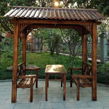 【来圆】  户外花园庭院亭子实木葡萄架简易小别墅木屋休闲亭桌椅防腐
