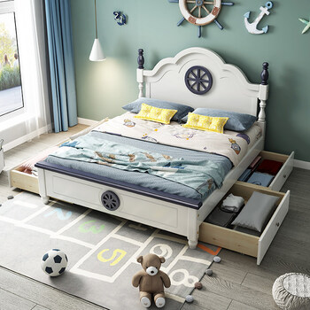 2022新款儿童床男孩单层床一米五现代简约 儿童床男孩1.