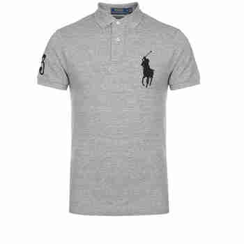 Polo Ralph Lauren 保罗拉夫劳伦 短袖T恤 男士翻领商务休闲男装上衣 灰色 大马 S码（建议55-65kg）