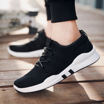 尧韵男士飞织鞋黑色白底 40