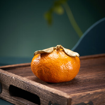 金星铜黄铜摆件《橘子》铜工艺品家居饰品茶桌茶宠办公室桌面摆件