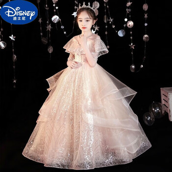 迪士尼儿童礼服裙花童婚礼女童生日公主裙高端小女孩主持人钢琴演出服