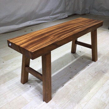 榕鹭 长条凳实木板凳奥坎胡桃木大板凳子家用木凳小板凳书桌长凳子高