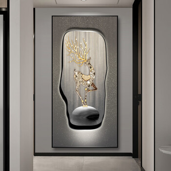 现代简约北欧石来运转入户玄关装饰画创意走廊过道背景高档晶瓷挂画