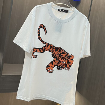 昭迅下山虎短袖夏季个性潮流印花下山虎圆领短袖社会时