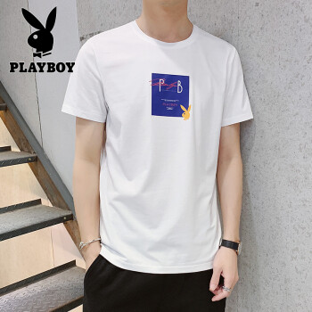 花花公子（PLAYBOY） 短袖 男士T恤 SY3346 白色 