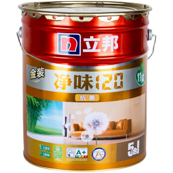 立邦漆净味120竹炭金装抗菌五合一无添加内墙乳胶漆墙面漆涂料15l