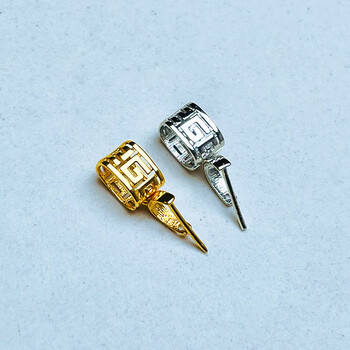 加厚18k金扣头玉坠扣万能镶嵌夹扣回纹扣翡翠扣项链吊坠扣配件 18k金k