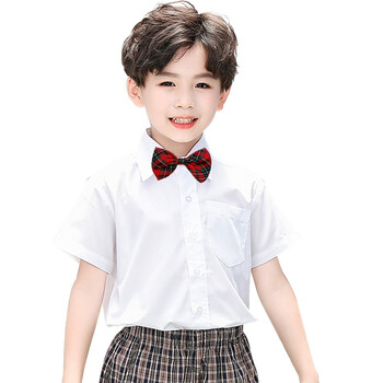 校服礼服男女短袖衬衫夏装安全加内衬裙套装格子短裤 小学男夏礼衬衫
