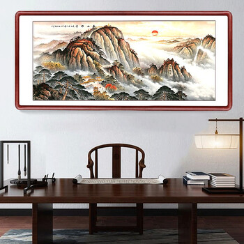 风水怡情 山水画办公室挂画墙上壁画山水画客厅风景招财国画字画书房