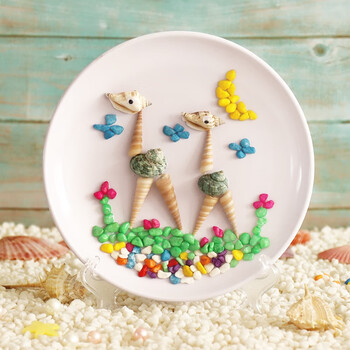 优巧珂贝壳画 幼儿园儿童手工diy制作材料包立体粘贴画圆盘画创意