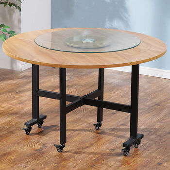 法艾伦 折叠圆桌家用餐桌简易小户型多功能酒店吃饭桌子出租屋可移动