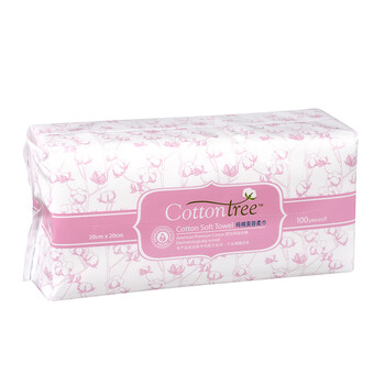 棉德生活Cottontree 居家纯棉柔巾 居家抽纸巾孕妇可用干湿两用 100片  20cm*20cm 软抽