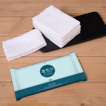 一次性酒店餐饮广告湿巾印logo湿毛巾定制压花纤维通用100包