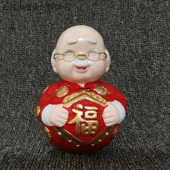 不倒翁摆件倒翁陶瓷摆件公公婆婆老头老太摆件送长辈礼物 公
