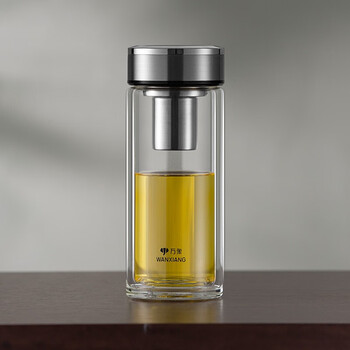 万象单层玻璃杯加厚大号玻璃水杯便携防漏男女办公茶杯u16370毫升黑色