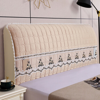 8米 床头罩床靠背保护套 单面绒加厚【花边带兜】浅咖色 床头宽1.