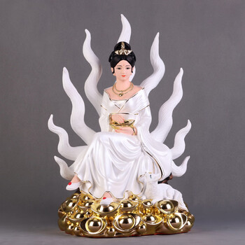 九尾狐仙神像九尾狐仙娘娘神像红胡仙灵保平安家用供奉佛像摆件招桃花