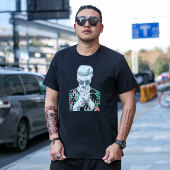 傲信鸟 短袖 男士T恤 眼睛男黑色 XL，4XL，5XL，L，XXL，M，XXXL