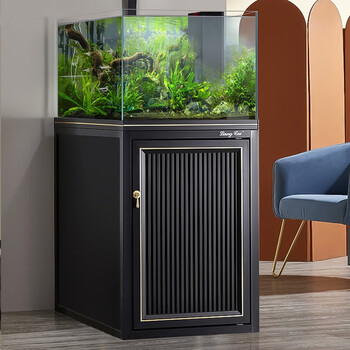 落地超白玻璃兰寿方缸生态家庭造景鱼缸免换水方缸生态底滤鱼缸 白色