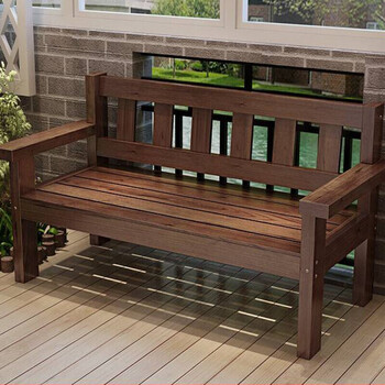 复古实木长椅子做旧阳台休闲室外靠背双人长条沙发椅公