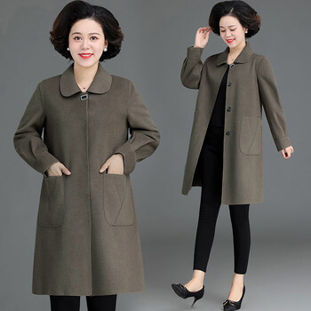 中年女式双面尼子大衣中长款中老年双面羊绒大衣女减龄阔太太中年妈妈