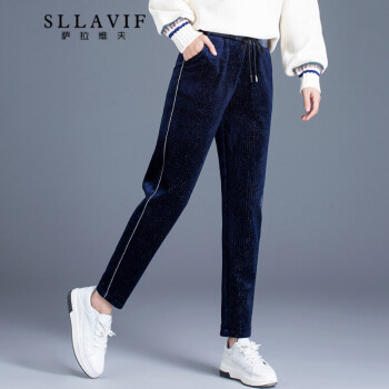 丝绒,新款,元素,样式,流行,趋势,哈伦裤,蓝色