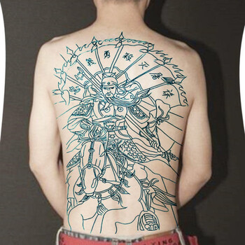 满背纹身贴满背彩色贴纸男女刺青防水纹身贴纹身贴纸 满背八旗关羽 两