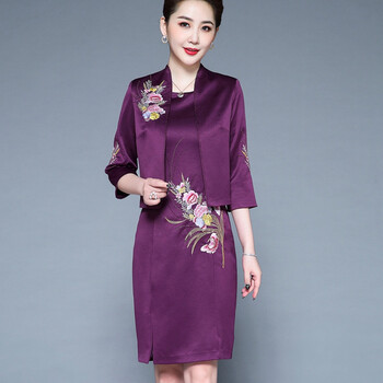 婆婆装婚礼服小个子婚礼妈妈装高档礼服结婚连衣裙套装洋气阔太太喜