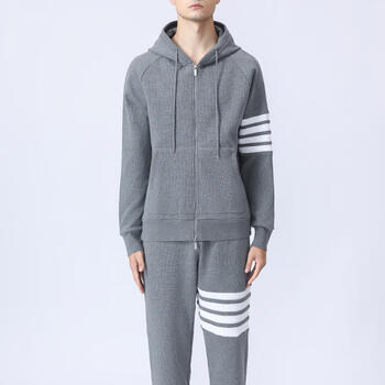 thom blanca潮牌tb华夫格卫衣连帽开衫四条杠外套秋冬新款男女纯棉