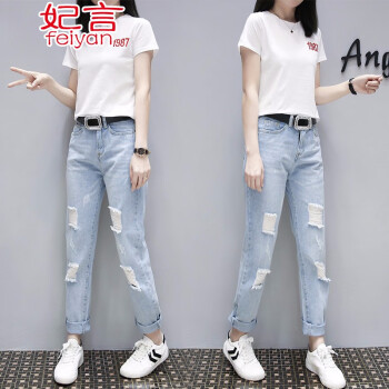 妃言 中腰 铅笔裤/小脚裤 女 长裤 牛仔裤
