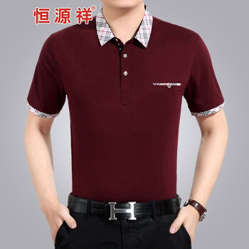 恒源祥（HYX） 短袖 男士T恤 HYX5607酒红 