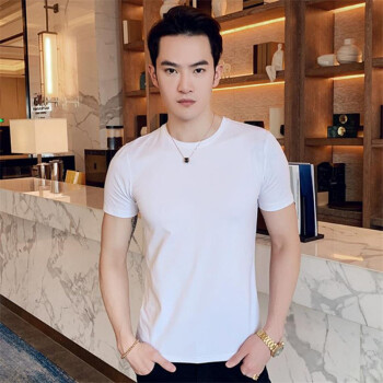 写实达人（XieShiDaRen） 短袖 男士T恤 白色圆领 