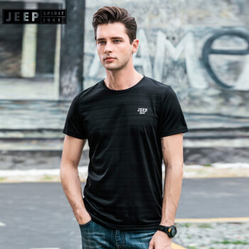 吉普（JEEP） 短袖 男士T恤 FSMS1079黑色 