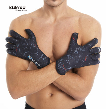 KLEYOU冬季保暖潜水手套 沙滩袜赶海潜水袜 潜水腰带浮潜装备三件套 手套-灰迷彩色 M