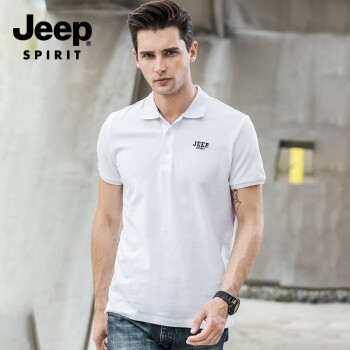 吉普（JEEP） 短袖 男士T恤 白色POLO衫1037 