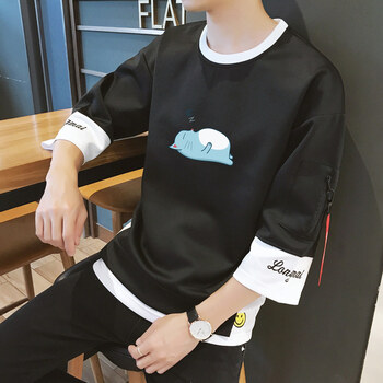 其他品牌 五分袖 男士T恤 113黑色【龙猫】 