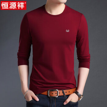 恒源祥 长袖 男士T恤 hyx1501长袖T恤红色 
