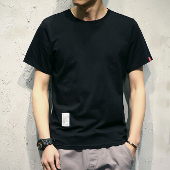 微风阁（Wei Feng Ge） 短袖 男士T恤 黑色 