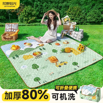 荒野拾光野餐垫防潮垫加厚春游户外防水超声波地垫便携野炊春游露营帐篷垫 【6层加厚】绿野郊游150*200cm