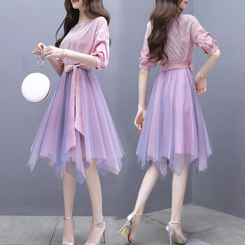 婪澈 条纹 蝴蝶结 连衣裙