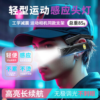 哈拿（TRE-Hana）挂耳式强光超亮感应头灯户外超长续航多功能可充电夜钓上饵钓鱼灯 HN-T202S白光感应头灯