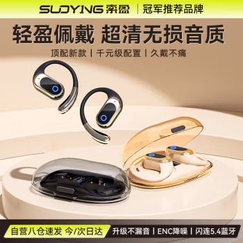 索盈【2025最新款丨柏林音质】蓝牙耳机挂耳式无线骨传导概念降噪运动跑步耳夹式开放式不入耳超长续航