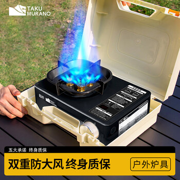 拓村户外炉具卡式炉家用卡磁燃气灶瓦斯炉卡斯煤气灶露营装备野餐用品 黑色（带手提箱）+气瓶*4