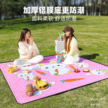 公狼户外帐篷防潮垫露营野餐垫子便携加大加厚可折叠帐篷垫睡垫坐垫 粉色大号【200*200cm】加厚约6mm