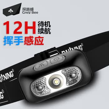 探路蜂头灯强光挥手感应长续航LED夜钓灯钓鱼头灯户外戴式灯手电筒徒步