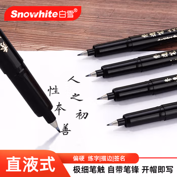 白雪（snowhite）直液式秀麗筆 勾線筆軟筆式毛筆練字書法 大楷中楷小楷繪畫美工筆12支 極細pm30
