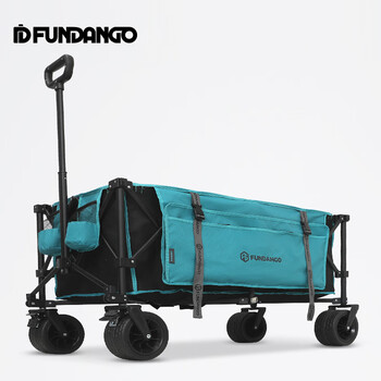 FUNDANGO户外露营车大容量聚拢折叠小推车营地车摆摊买菜手拉车快递车 黑色-180L-双底盘拉车