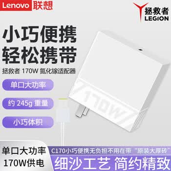 联想(Lenovo)原装电源适配器 充电头充电器快充 笔记本 冰魄白【氮化镓Type-C 170W】含线拯救者款